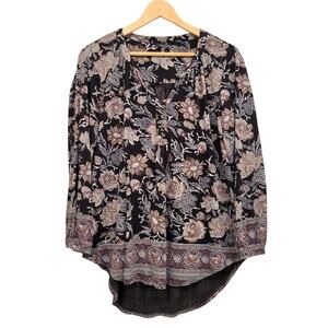 Lucky Brand Peasant Blouse Top XL High Low